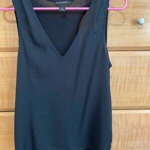 Banana Republic Black V-Neck Racerback Mixed Media Top XS